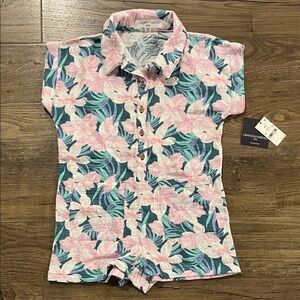 Grayson Threads Pink and Green Floral Jumper Romper